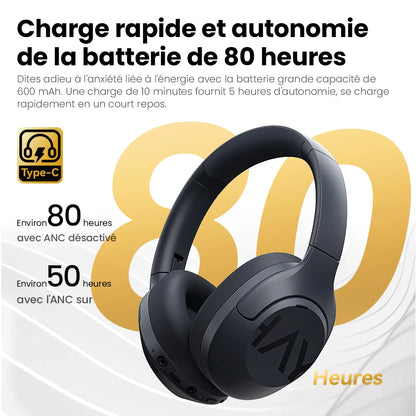 HAYLOU S30 Wireless Bluetooth 5.4 Headphones 43dB Adaptive Noise Cancelling Headsets 40mm Dynamic Driver 80H Playtime Earphones